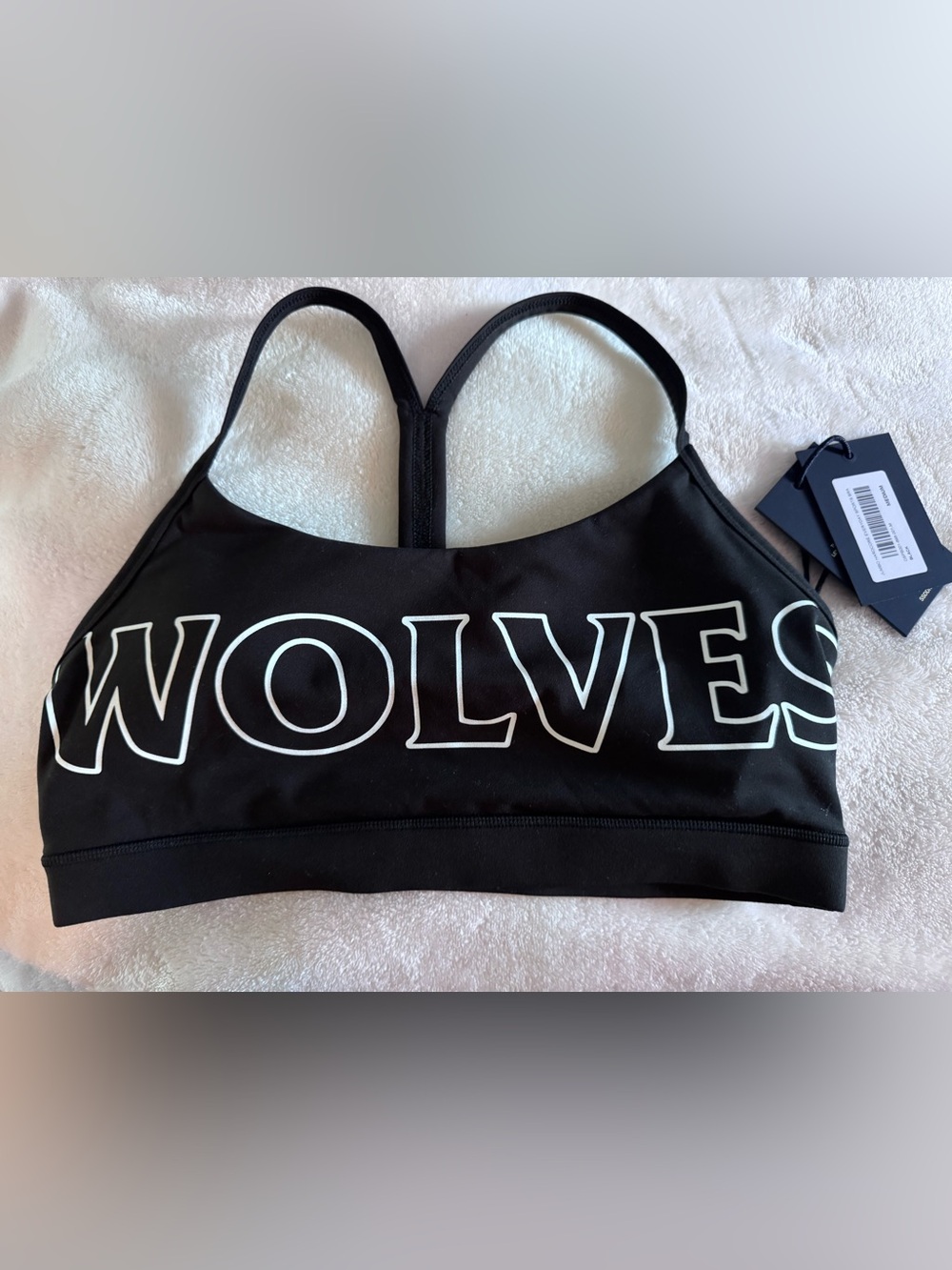 Darc Sport Black Sports Bra with White 'WOLVES' Logo